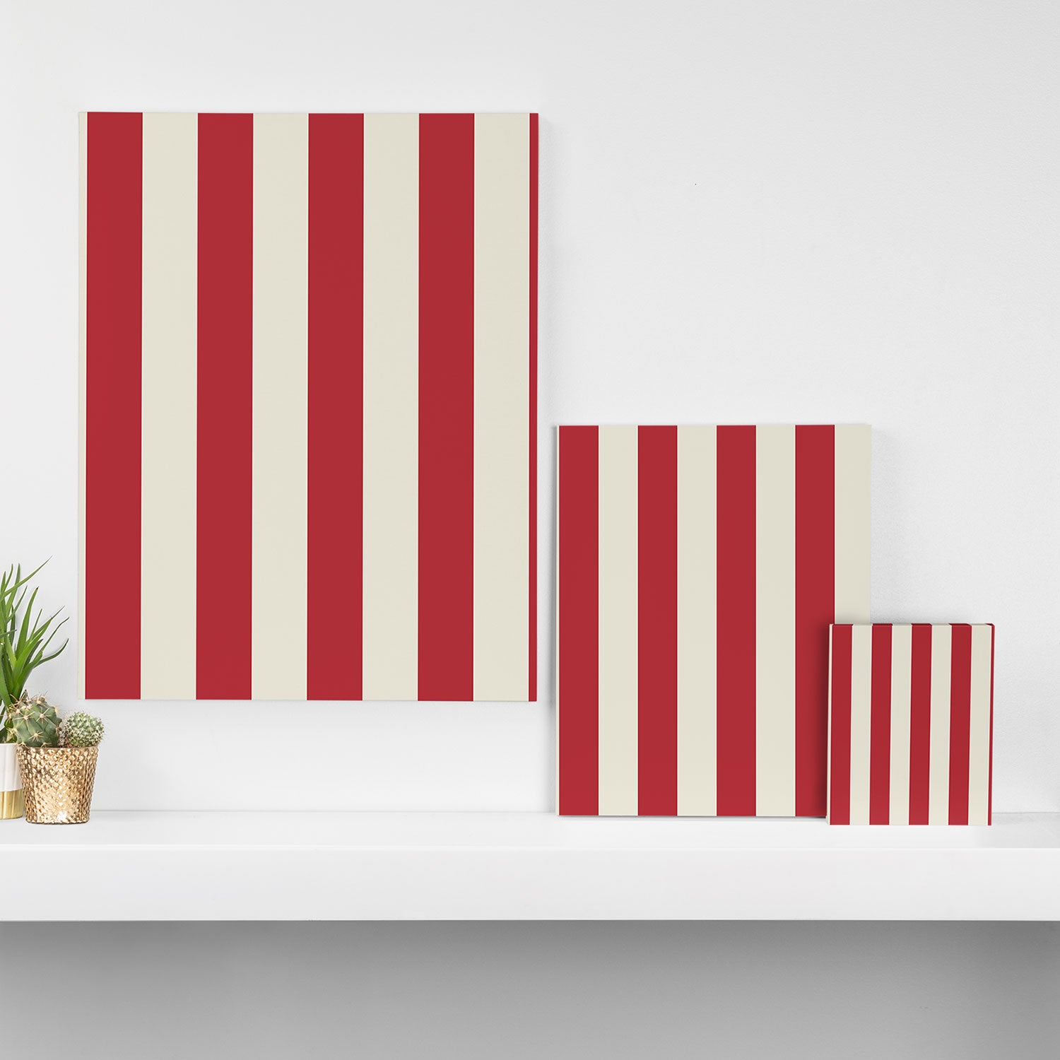 Duo I - Red and Cream Stripes Canvas Print Gallery Image 3