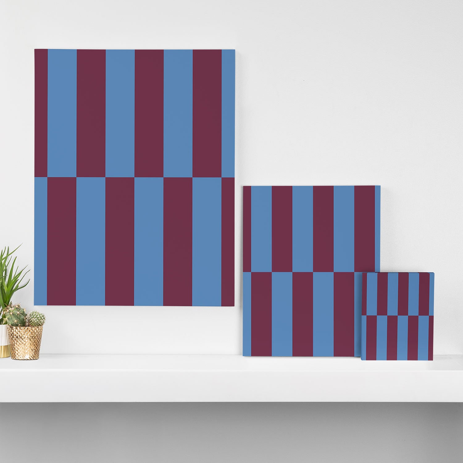 Duo II - Berry and Blue Stripes Canvas Print Gallery Image 3