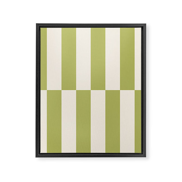 Duo II - Butter and Green Stripes Framed Canvas Print Gallery Image 1