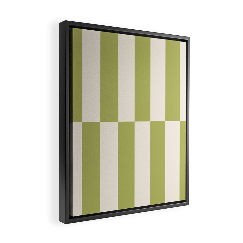 Duo II - Butter and Green Stripes Framed Canvas Print Gallery Image 2