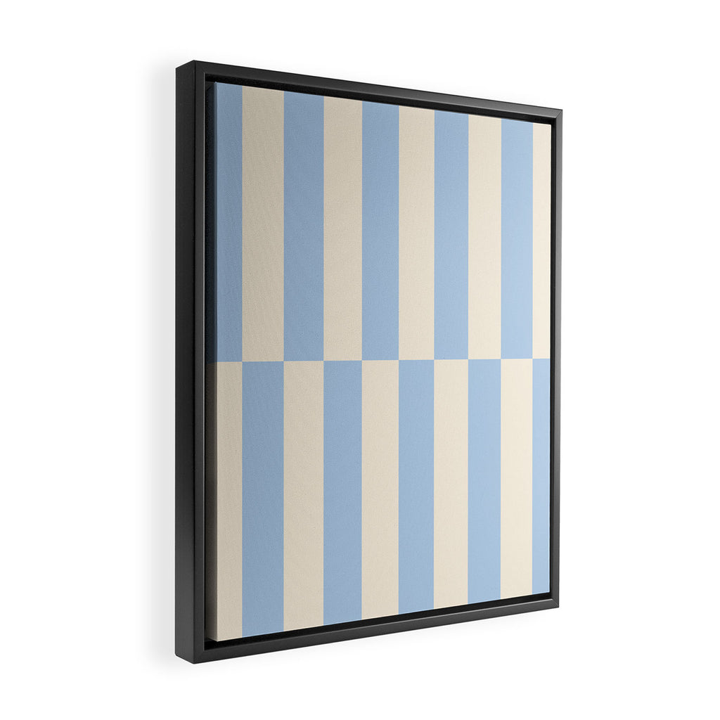 Strippy - Baby Blue Framed Canvas Print Gallery Image 2