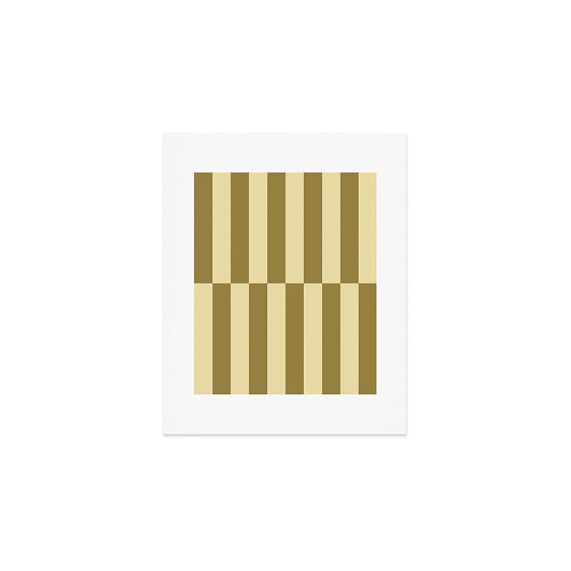 Strippy - Butter and Olive Art Print Gallery Image 1