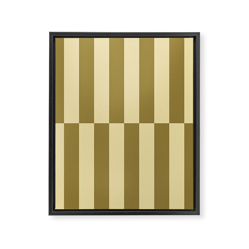 Strippy - Butter and Olive Framed Canvas Print Gallery Image 6