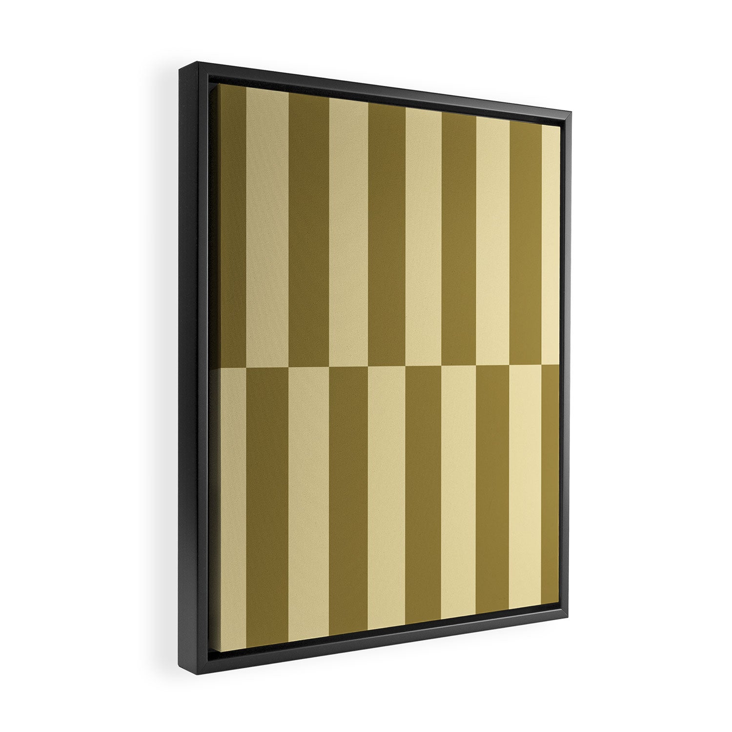 Strippy - Butter and Olive Framed Canvas Print Gallery Image 2