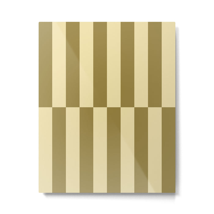 Strippy - Butter and Olive Metal Print Gallery Image 1
