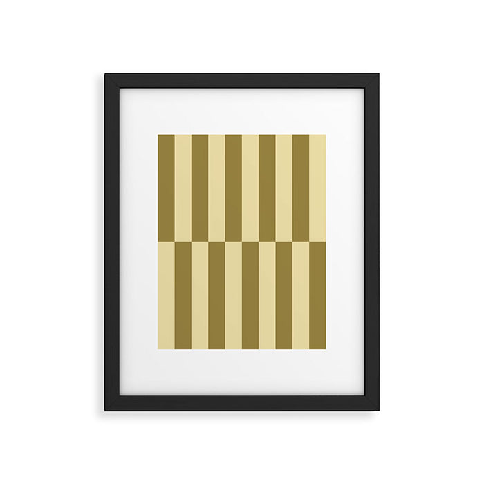 Strippy - Butter and Olive Framed Art Print Gallery Image 1