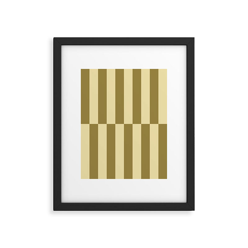 Strippy - Butter and Olive Framed Art Print Gallery Image 4