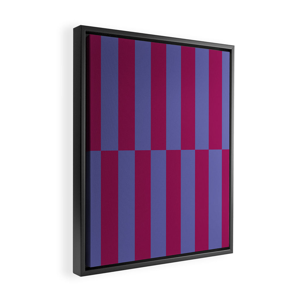 Strippy - Dark Orchid and Peri Framed Canvas Print Gallery Image 2