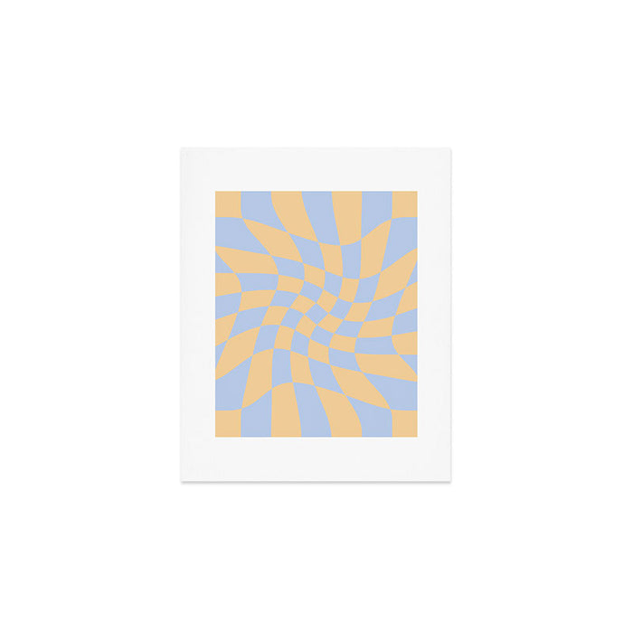Wavy Check - Blue And Yellow - Checkerboard Pattern Print Art Print Gallery Image 1