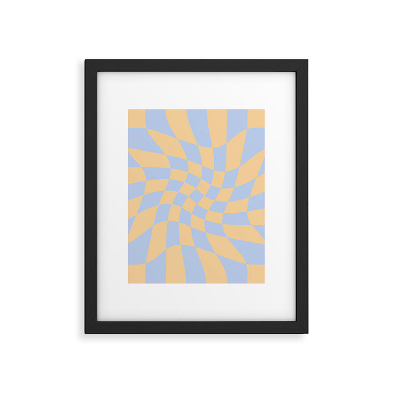 Wavy Check - Blue And Yellow - Checkerboard Pattern Print Framed Art Print Gallery Image 6