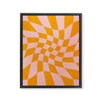 Wavy Check - Orange And Pink - Checkerboard Pattern Print Framed Canvas Print Gallery Image 8