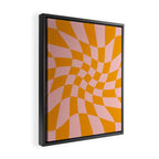 Wavy Check - Orange And Pink - Checkerboard Pattern Print Framed Canvas Print Gallery Image 2