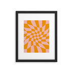 Wavy Check - Orange And Pink - Checkerboard Pattern Print Framed Art Print Gallery Image 6