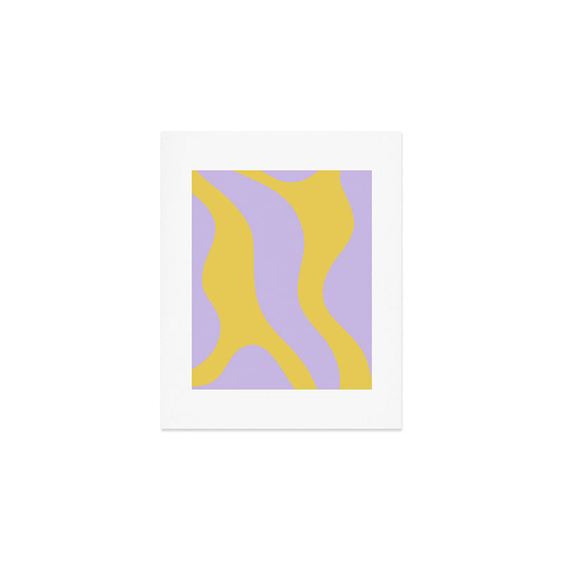Wavy Land - Lime & Lilac Art Print Gallery Image 1