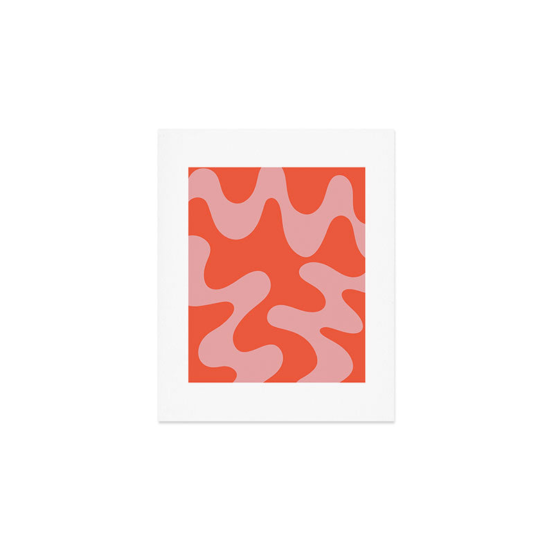 Wavy Land - Pink And Red Art Print Gallery Image 1