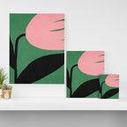 Abstract Flora - green & pink Canvas Print Gallery Image 3