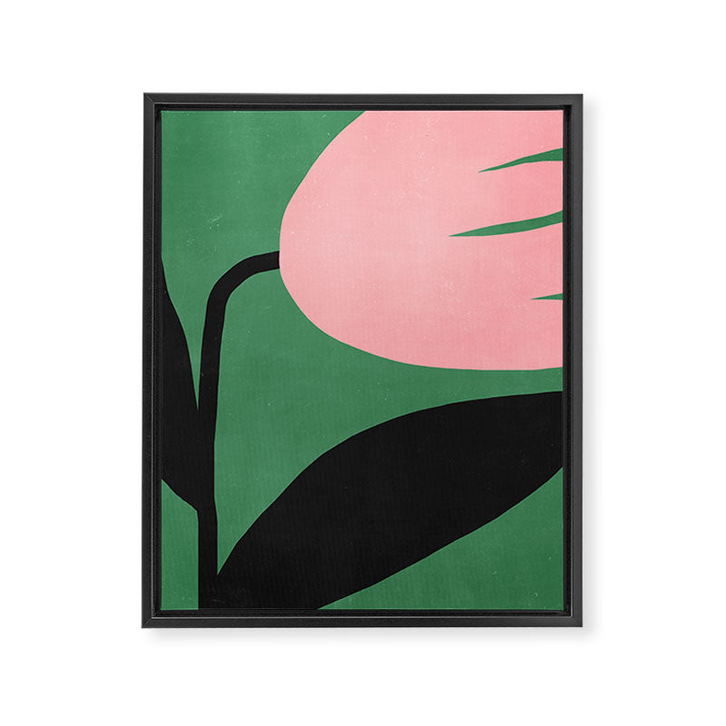 Abstract Flora - green & pink Framed Canvas Print Gallery Image 6