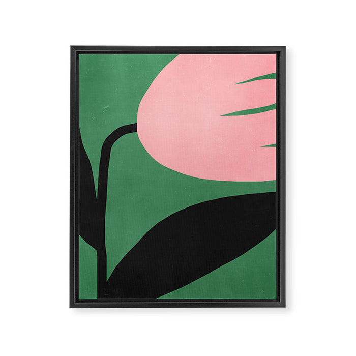 Abstract Flora - green & pink Framed Canvas Print Gallery Image 1