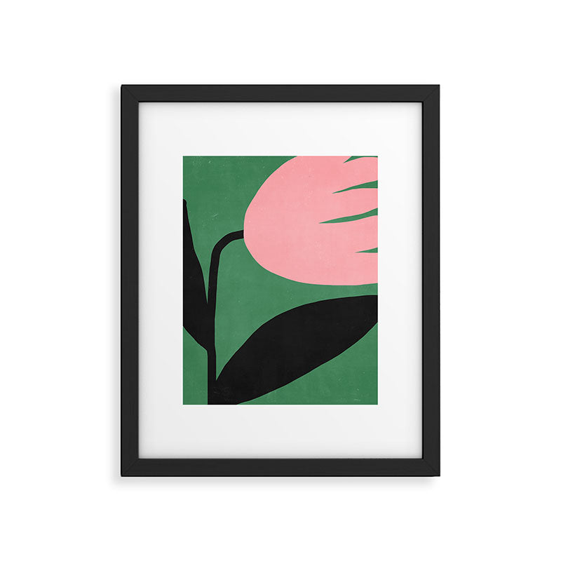 Abstract Flora - green & pink Framed Art Print Gallery Image 5