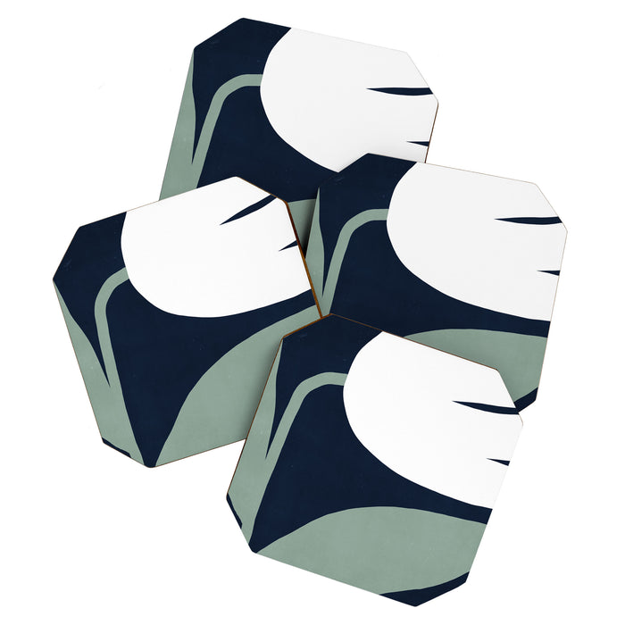 Abstract Flora - navy Coaster Gallery Image 1