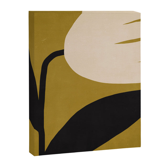 Abstract Flora - ochre black & white Canvas Print Gallery Image 1