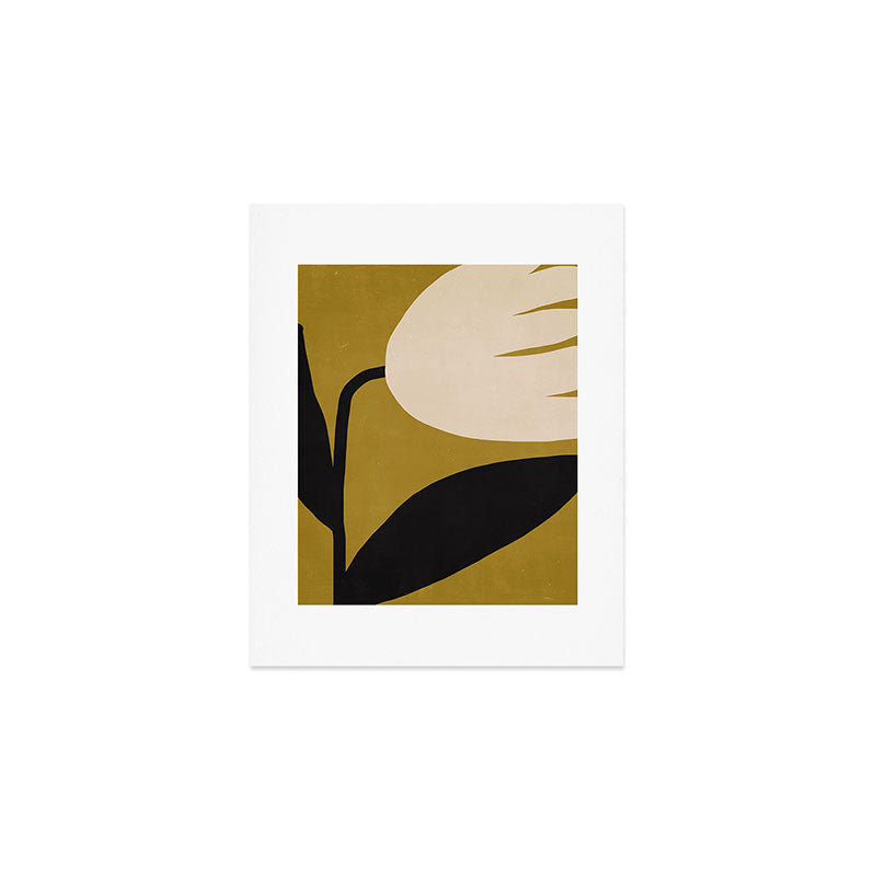 Abstract Flora - ochre black & white Art Print Gallery Image 1