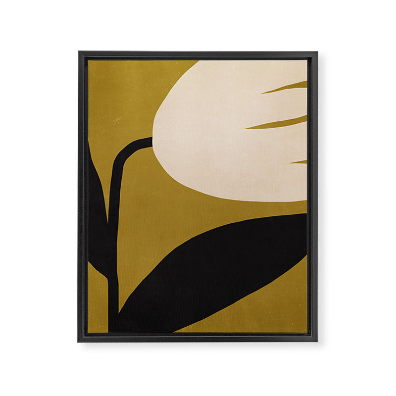 Abstract Flora - ochre black & white Framed Canvas Print Gallery Image 6