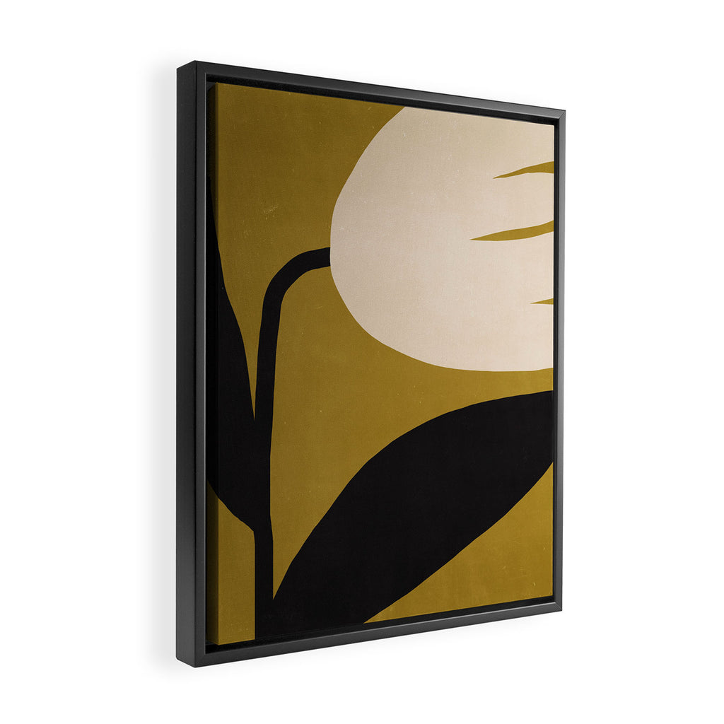 Abstract Flora - ochre black & white Framed Canvas Print Gallery Image 2