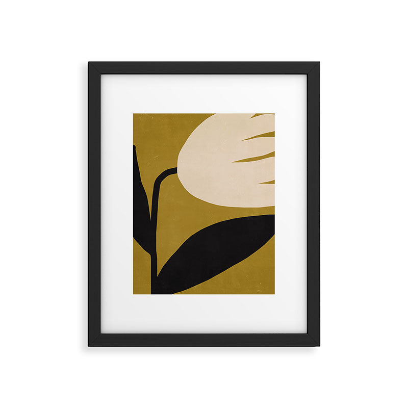 Abstract Flora - ochre black & white Framed Art Print Gallery Image 5