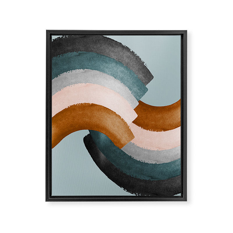 Brushstroke rainbows - teal Framed Canvas Print Gallery Image 6