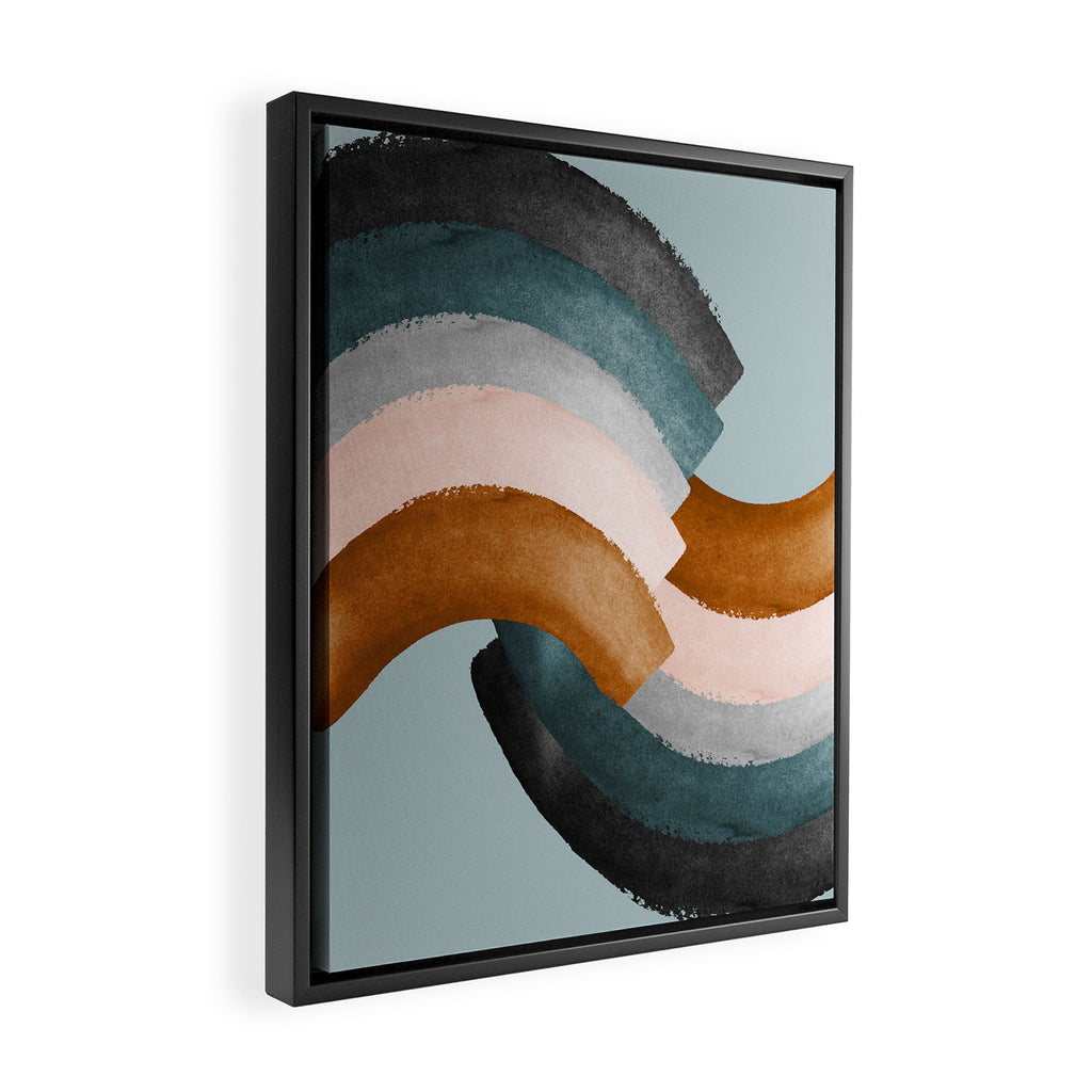 Brushstroke rainbows - teal Framed Canvas Print Gallery Image 2