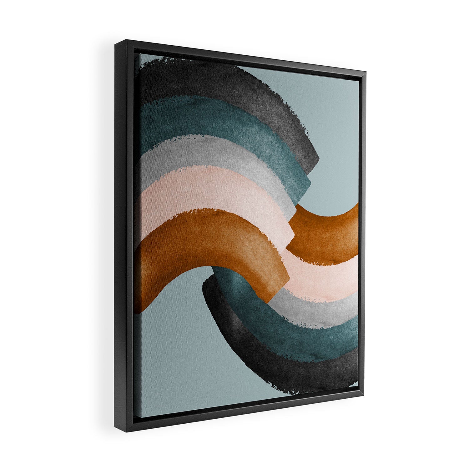 Brushstroke rainbows - teal Framed Canvas Print Gallery Image 2