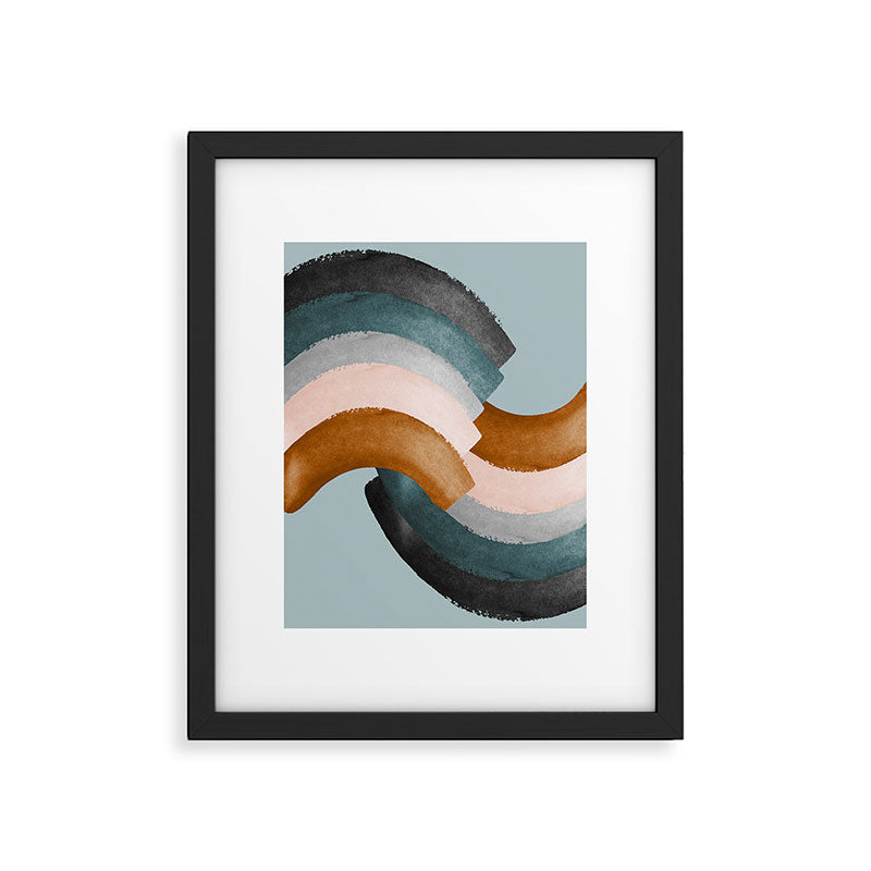 Brushstroke rainbows - teal Framed Art Print Gallery Image 5