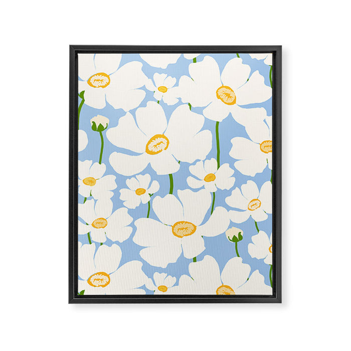 Buttercup field - blue Framed Canvas Print Gallery Image 1