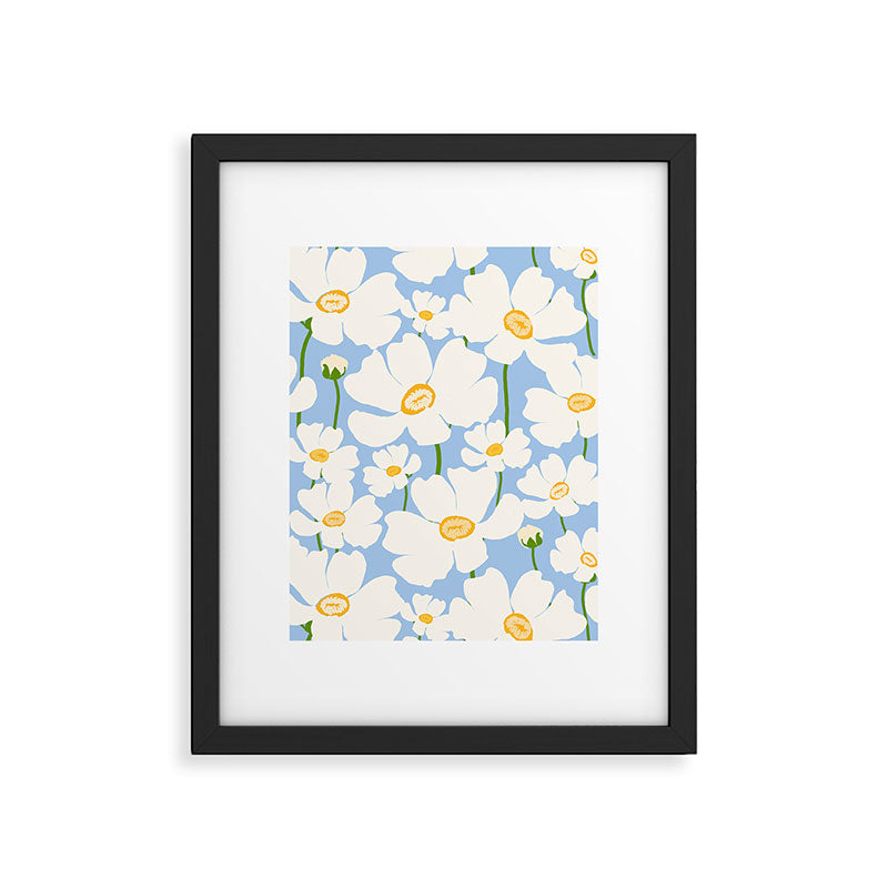 Buttercup field - blue Framed Art Print Gallery Image 5