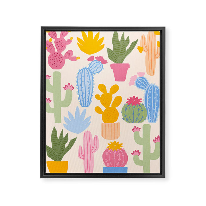 Cactus Garden - pastel Framed Canvas Print Gallery Image 1