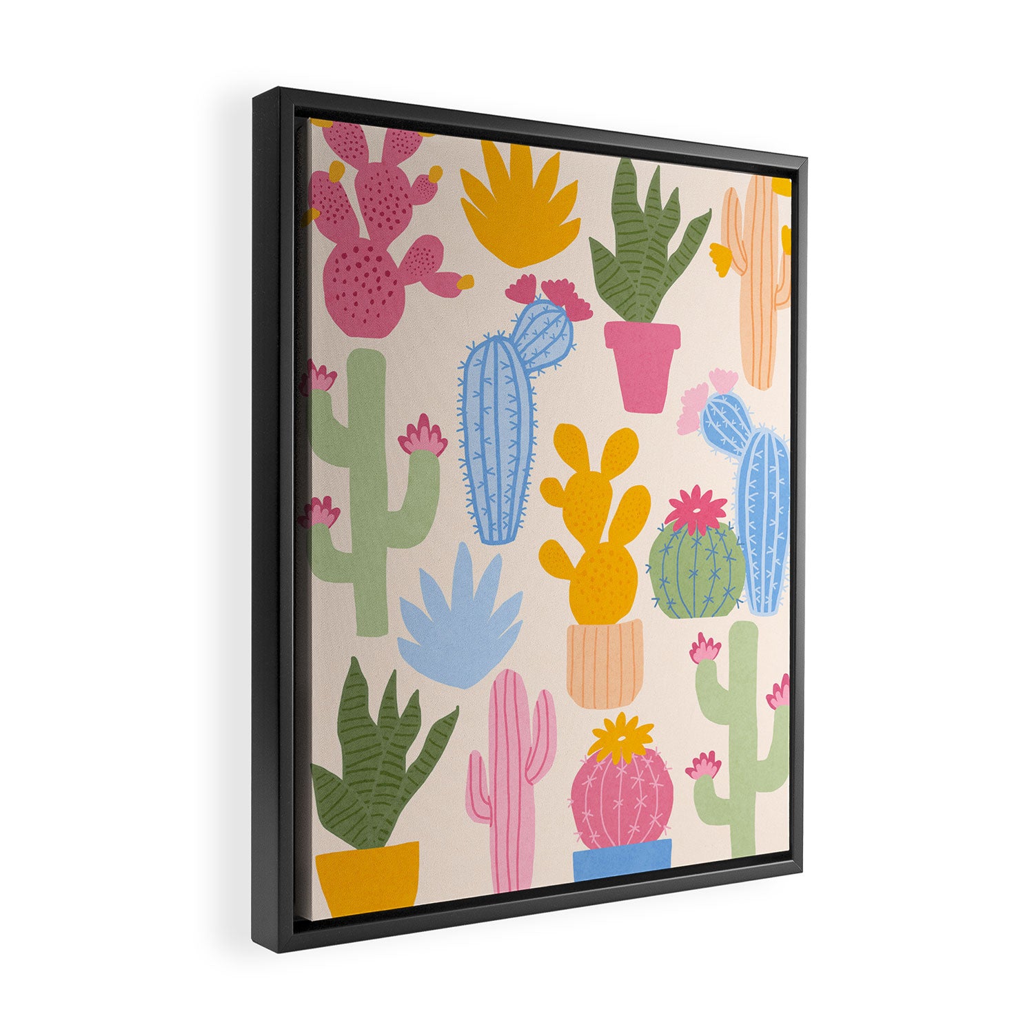 Cactus Garden - pastel Framed Canvas Print Gallery Image 2