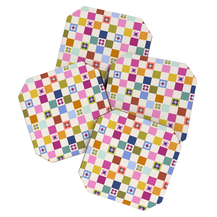 Check mate - retro floral Coaster Gallery Image 1