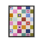 Check mate - retro floral Framed Canvas Print Gallery Image 8
