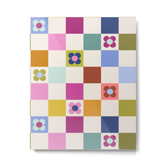 Check mate - retro floral Metal Print Gallery Image 1
