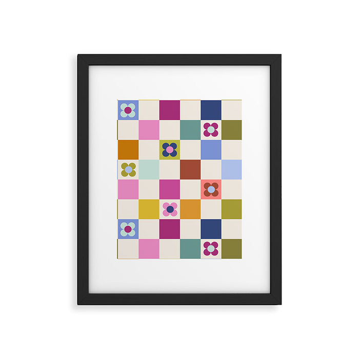 Check mate - retro floral Framed Art Print Gallery Image 1