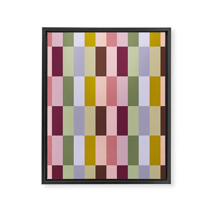 Checker block tiles - eclectic Framed Canvas Print Gallery Image 1