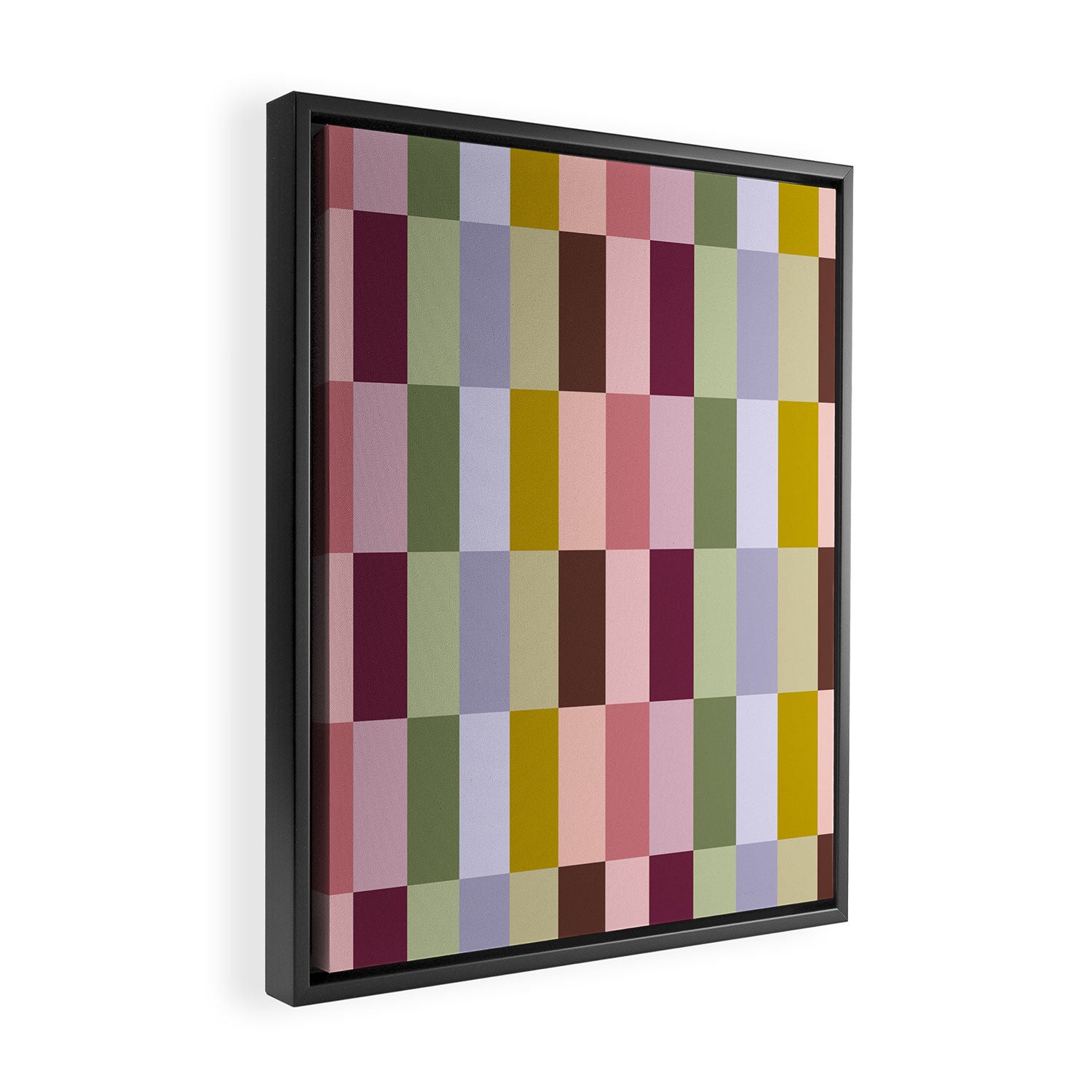 Checker block tiles - eclectic Framed Canvas Print Gallery Image 2