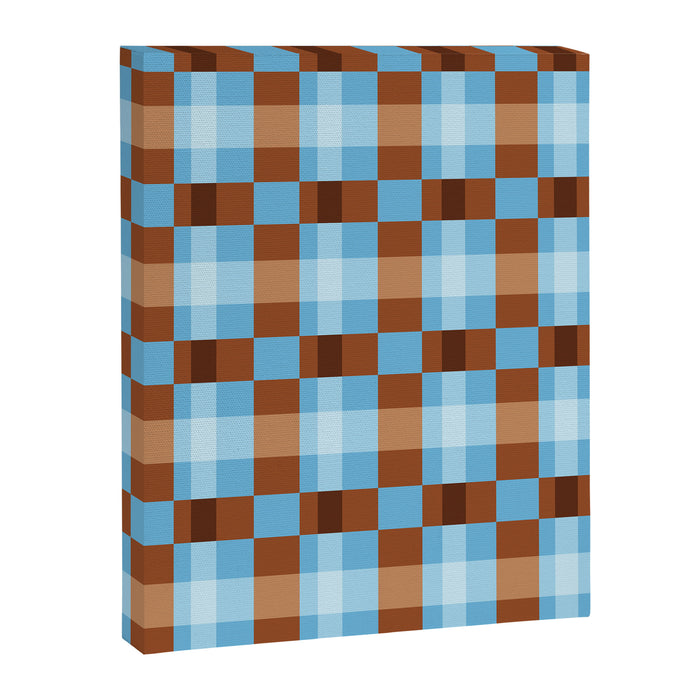 Checker Plaid - blue brown Canvas Print Gallery Image 1