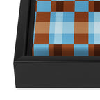Checker Plaid - blue brown Framed Canvas Print Gallery Image 3
