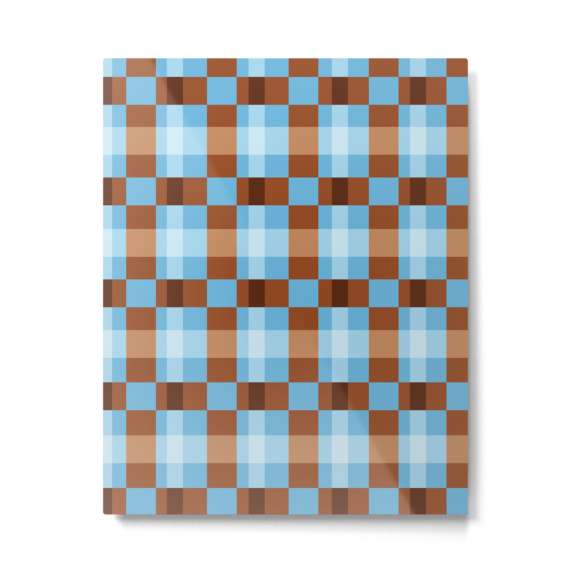 Checker Plaid - blue brown Metal Print Gallery Image 4