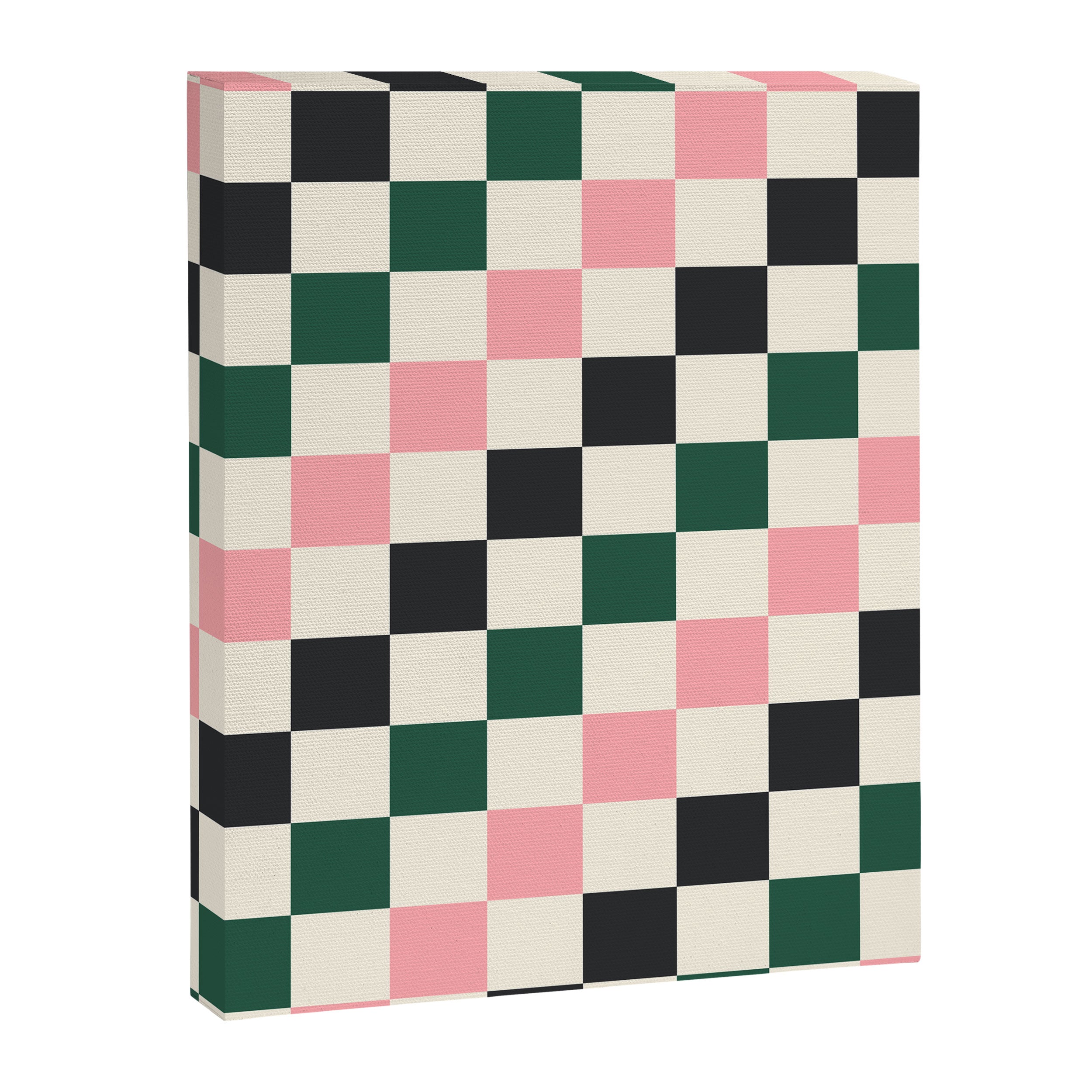 Checker racing stripes - green pink Canvas Print Gallery Image 8