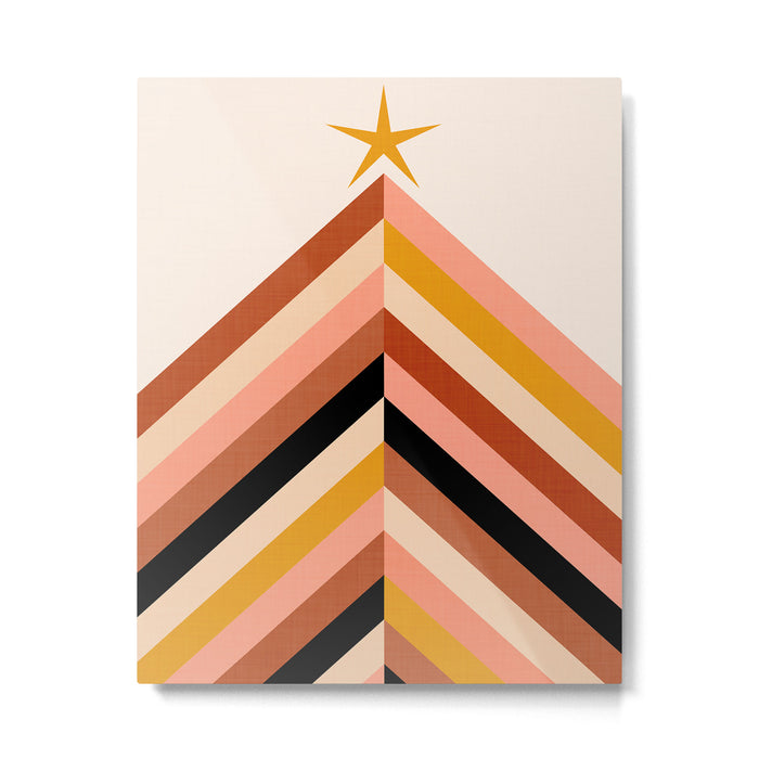 Chevron Christmas tree - neutrals Metal Print Gallery Image 1