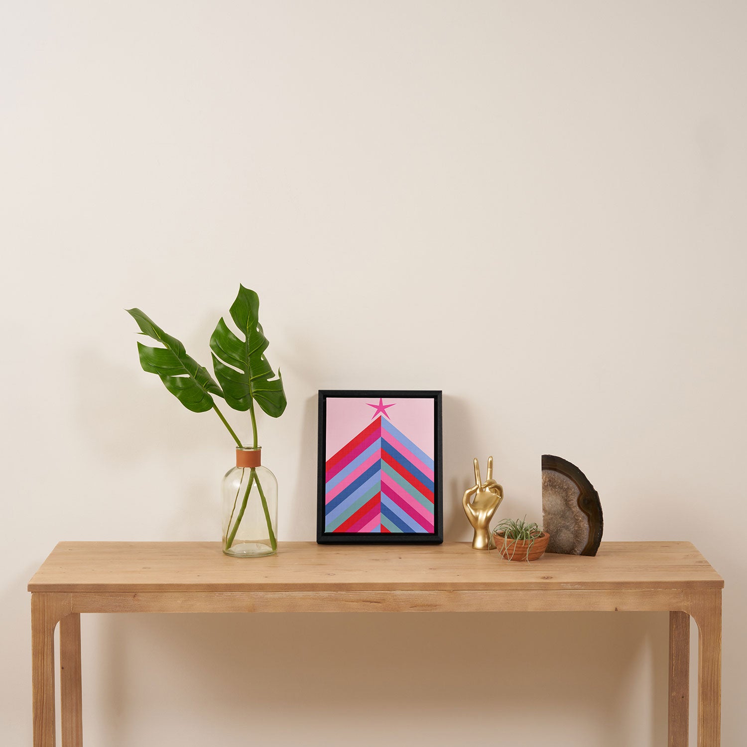 Chevron Christmas tree - pastel Framed Canvas Print Gallery Image 4