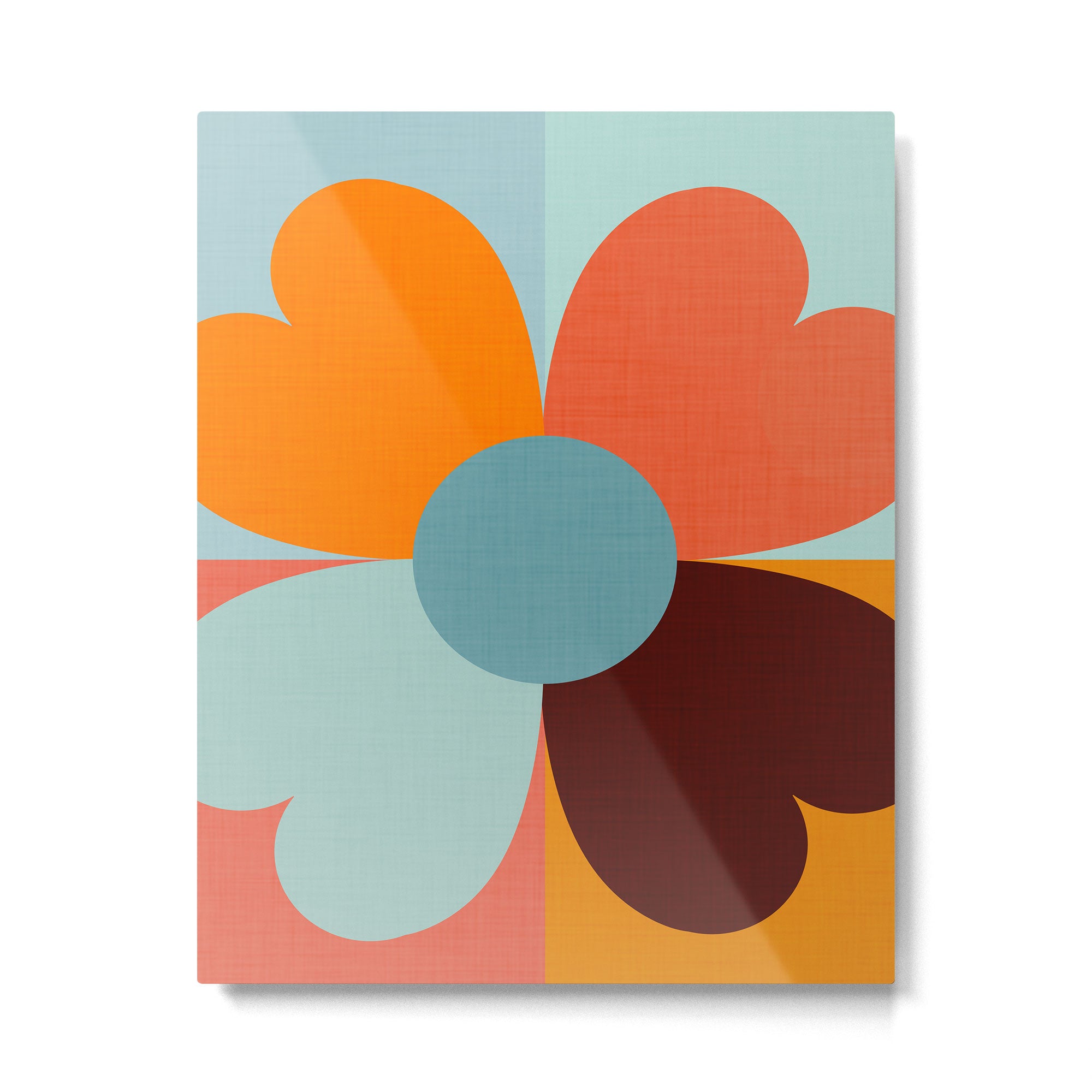 Color Block Floral Hearts - retro Metal Print Gallery Image 6